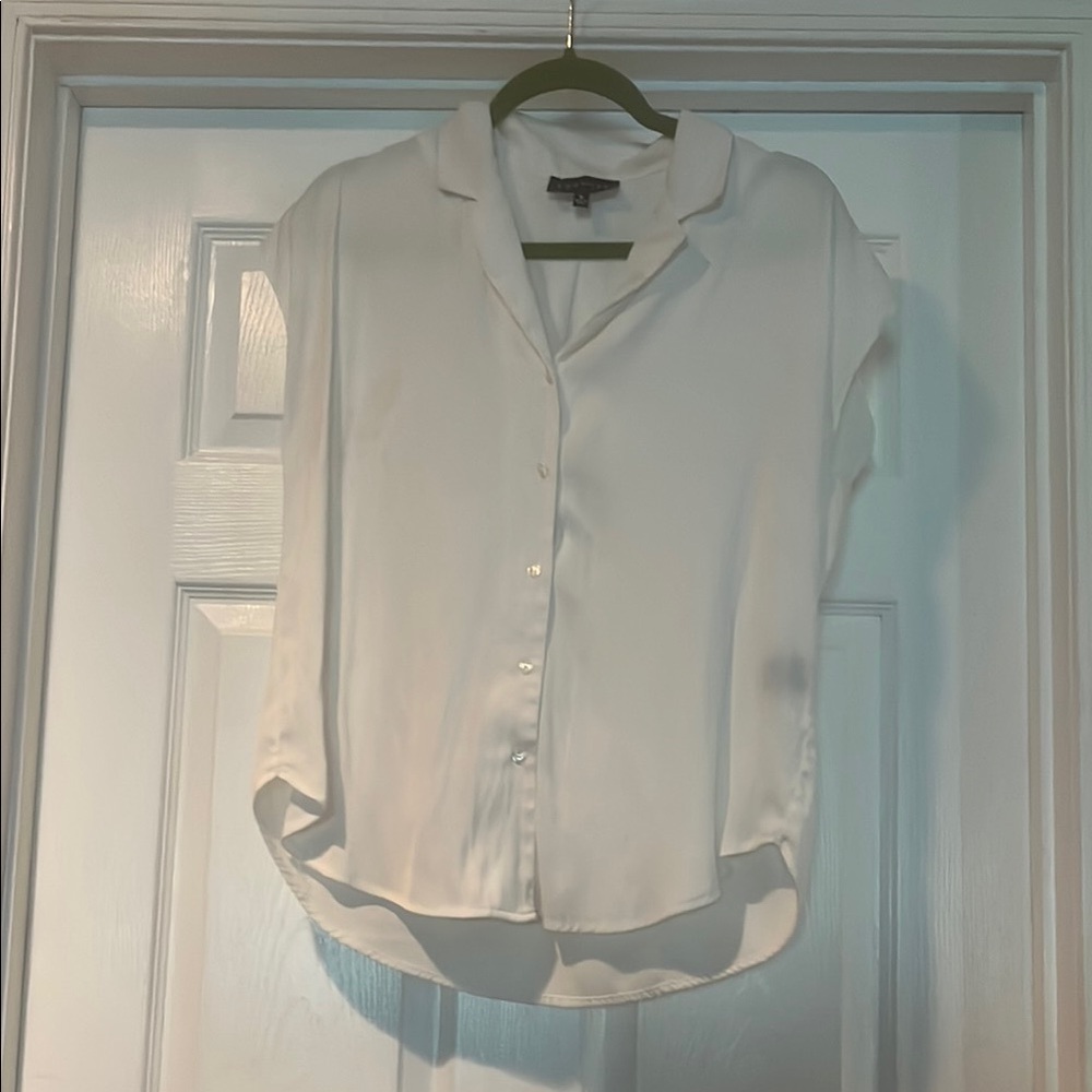 Premise White Sleeveless Button Down Shirt
